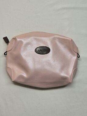 Lancome Pink Faux Leather Cosmetic Bag Makeup Pouch Travel Case